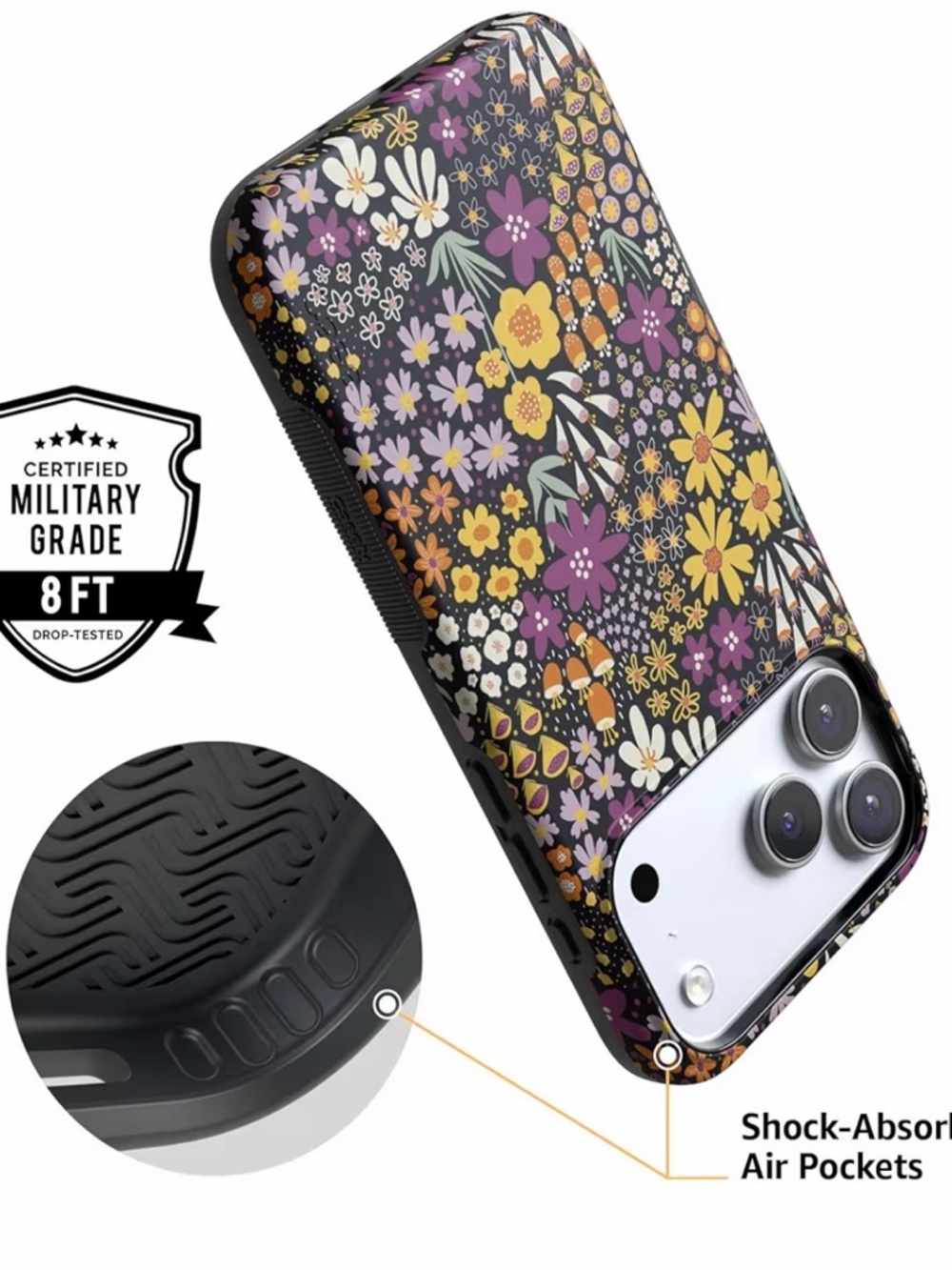 Casely iPhone 17 Pro Case - Falling for You Plum Floral Compatible with MagSafe - Picture 5 of 5